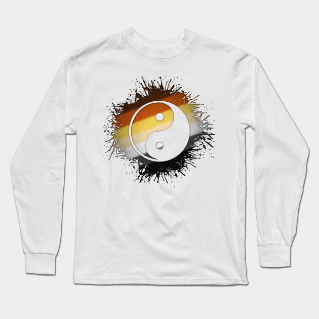 Paint Splatter Gay Bear Pride Flag Yin and Yang Symbol Long Sleeve T-Shirt by LiveLoudGraphics